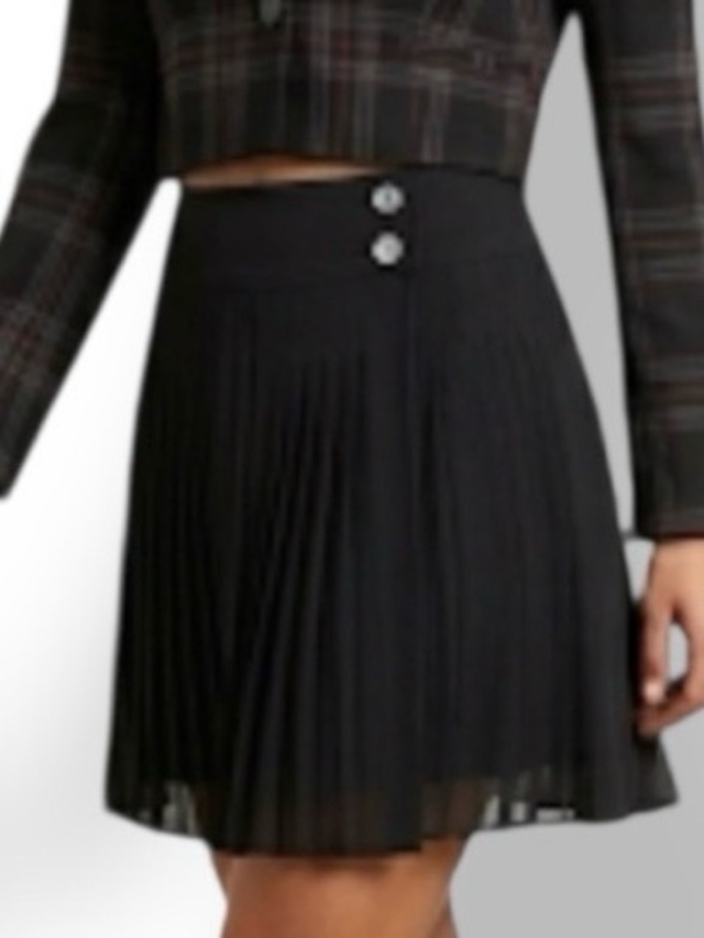 PAUW Amsterdam 100% Silk Pleated Kilt Mini Skirt - Black Wrap Style Size 3 US 8